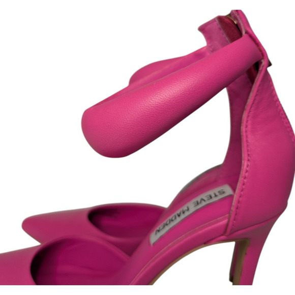 Steve Madden Ele Puff Ankle Strap Barbie Pink Bubblegum Heels New Size 6 Pointed - Picture 6 of 11
